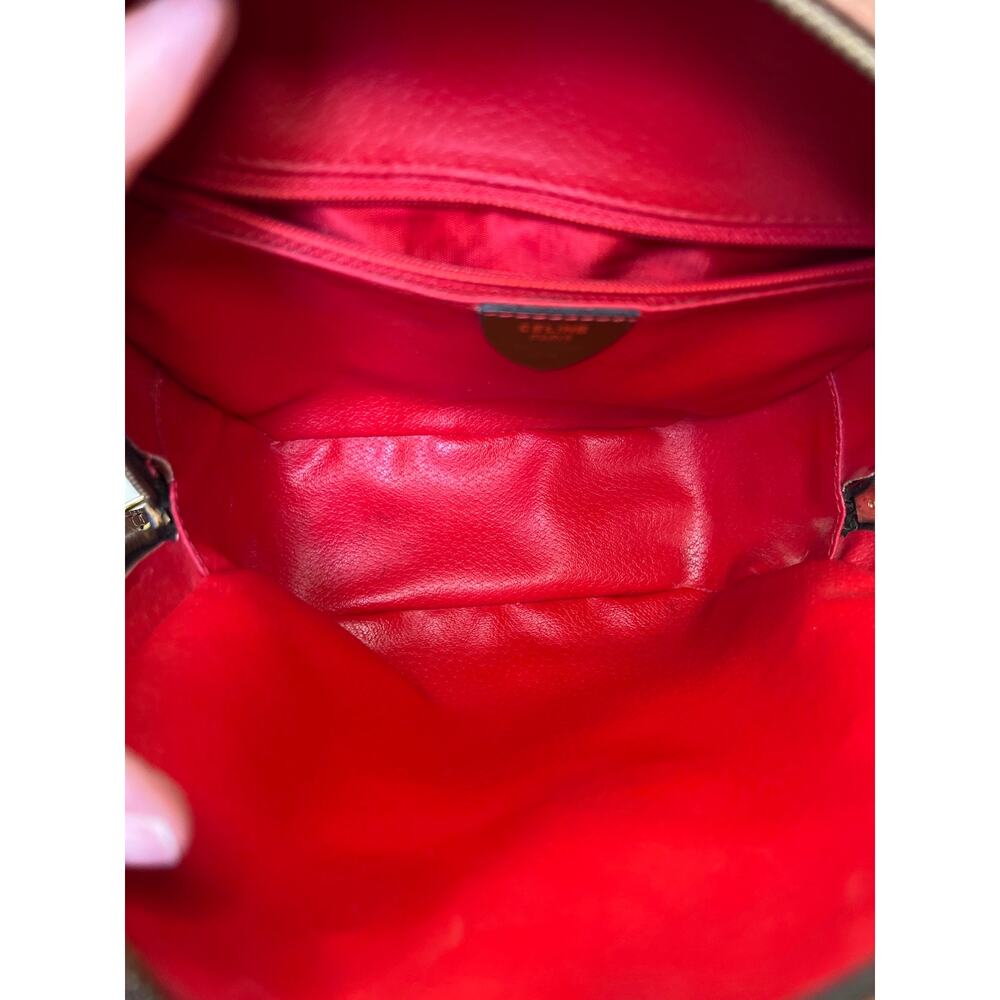 Celine Vintage Caramel Leather Round Crossbody Bag Red Interior Italy M13 - Picture 10 of 14